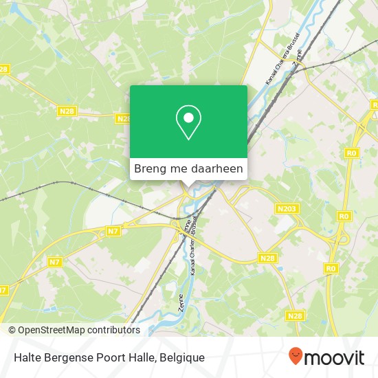 Halte Bergense Poort Halle kaart