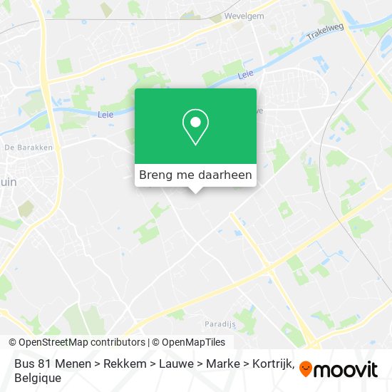 Bus 81 Menen > Rekkem > Lauwe > Marke > Kortrijk kaart