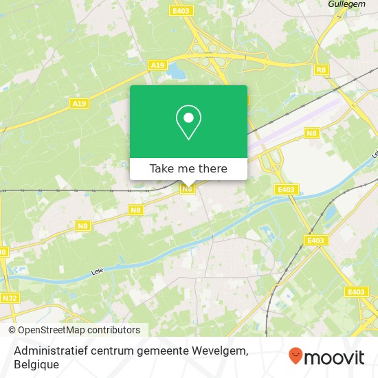 Administratief centrum gemeente Wevelgem kaart