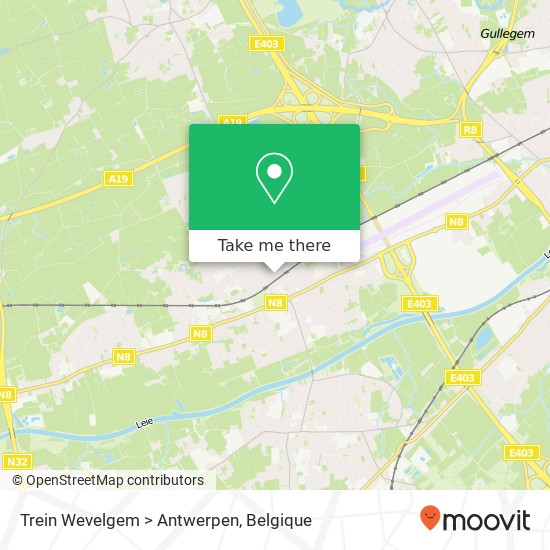 Trein Wevelgem > Antwerpen kaart