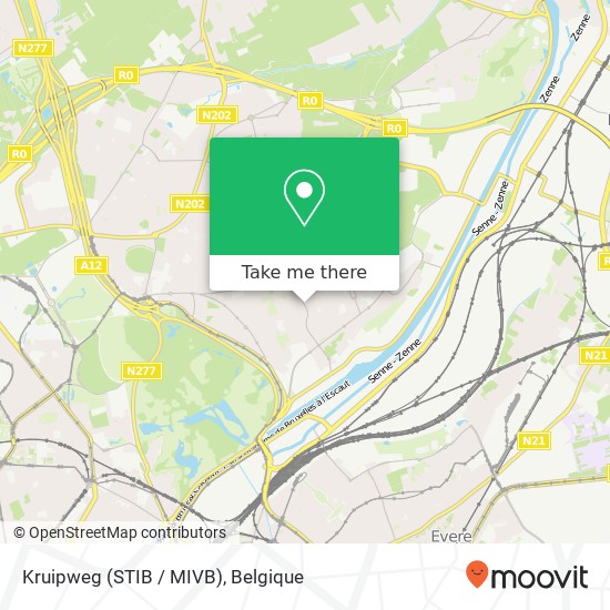 Kruipweg (STIB / MIVB) kaart