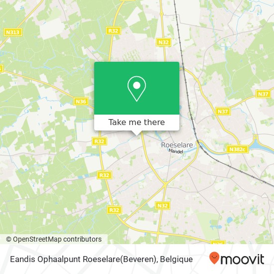 Eandis Ophaalpunt Roeselare(Beveren) kaart
