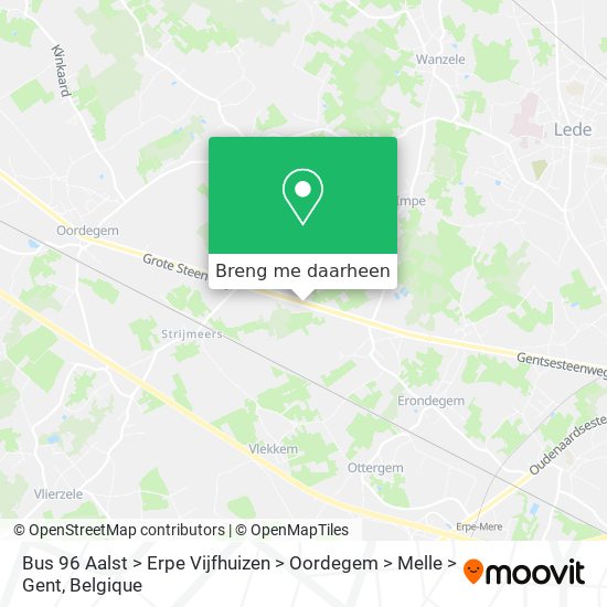 Bus 96 Aalst > Erpe Vijfhuizen > Oordegem > Melle > Gent kaart