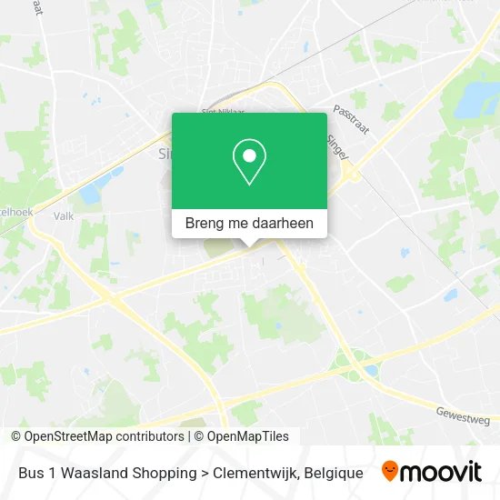 Bus 1 Waasland Shopping > Clementwijk kaart