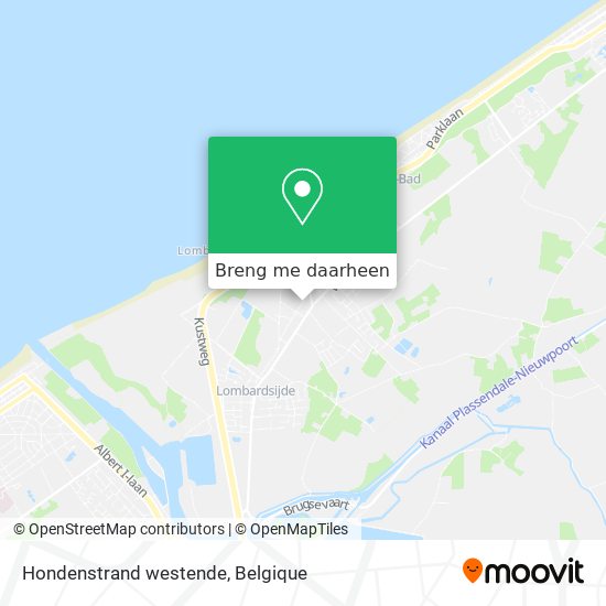 Hondenstrand westende kaart