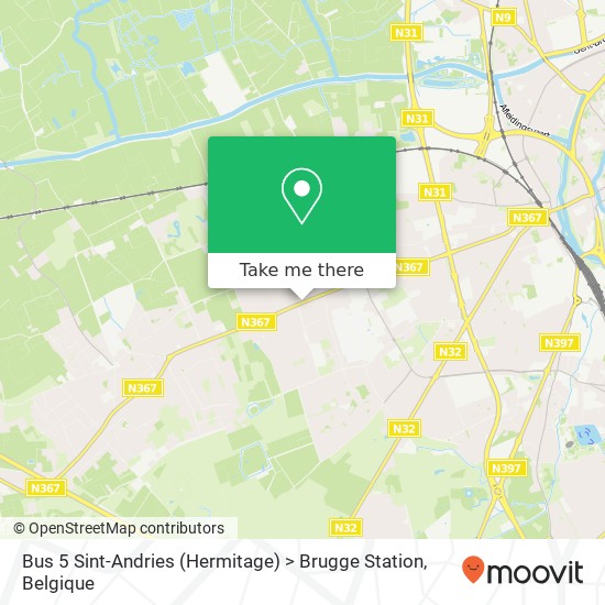 Bus 5 Sint-Andries (Hermitage) > Brugge Station kaart