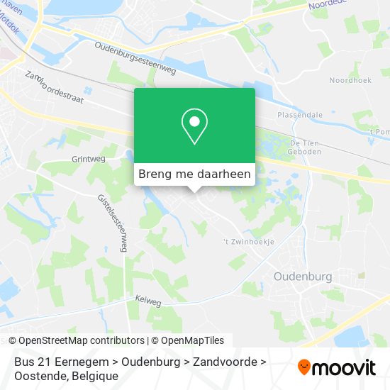 Bus 21 Eernegem > Oudenburg > Zandvoorde > Oostende kaart