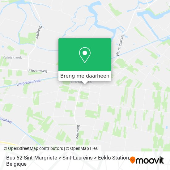 Bus 62 Sint-Margriete > Sint-Laureins > Eeklo Station kaart