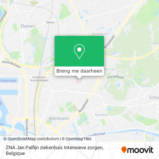 ZNA Jan Palfijn ziekenhuis Intensieve zorgen kaart