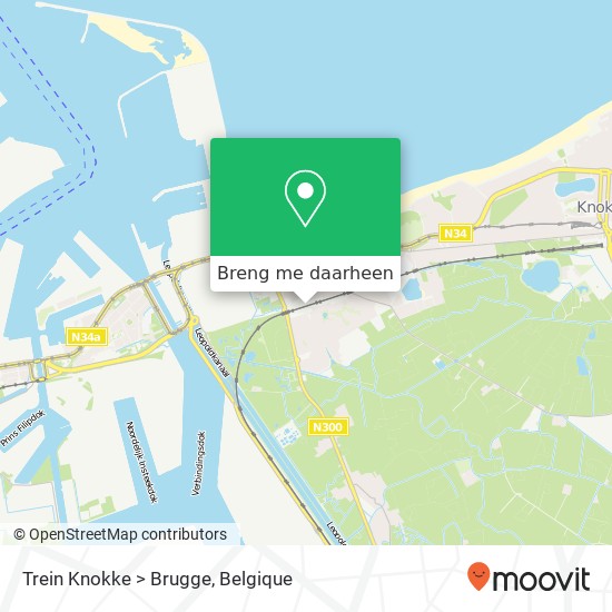 Trein Knokke > Brugge kaart