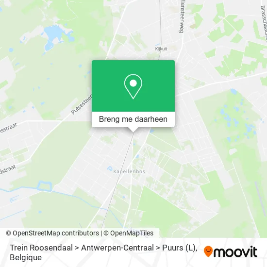 Trein Roosendaal > Antwerpen-Centraal > Puurs (L) kaart