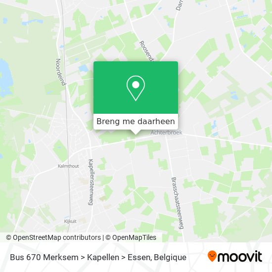 Bus 670 Merksem > Kapellen > Essen kaart