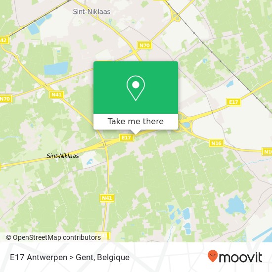 E17 Antwerpen > Gent kaart