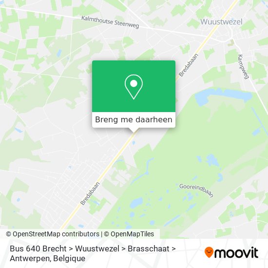 Bus 640 Brecht > Wuustwezel > Brasschaat > Antwerpen kaart