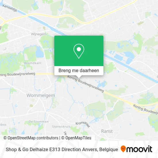Shop & Go Delhaize E313 Direction Anvers kaart