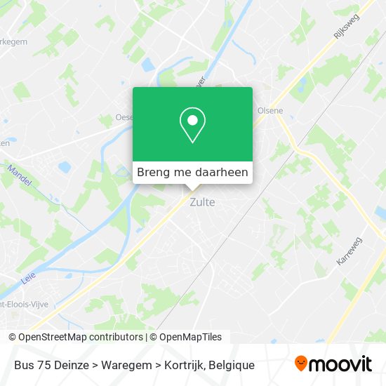 Bus 75 Deinze > Waregem > Kortrijk kaart