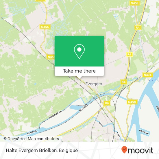 Halte Evergem Brielken kaart