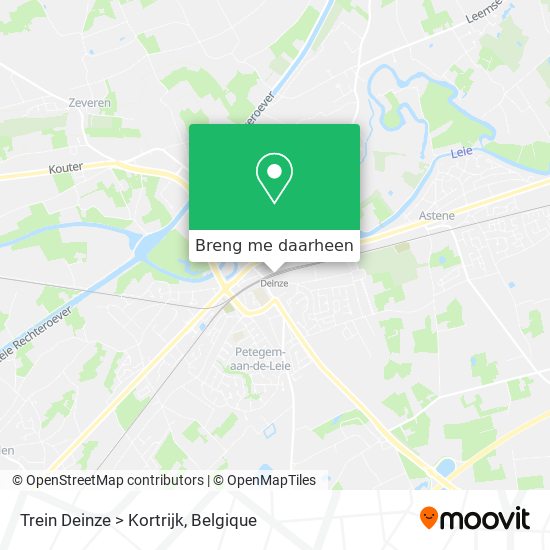 Trein Deinze > Kortrijk kaart