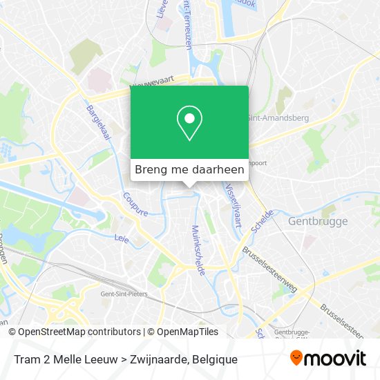 Tram 2 Melle Leeuw > Zwijnaarde kaart