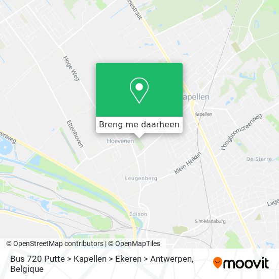 Bus 720 Putte > Kapellen > Ekeren > Antwerpen kaart