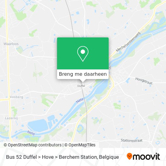 Bus 52 Duffel > Hove > Berchem Station kaart