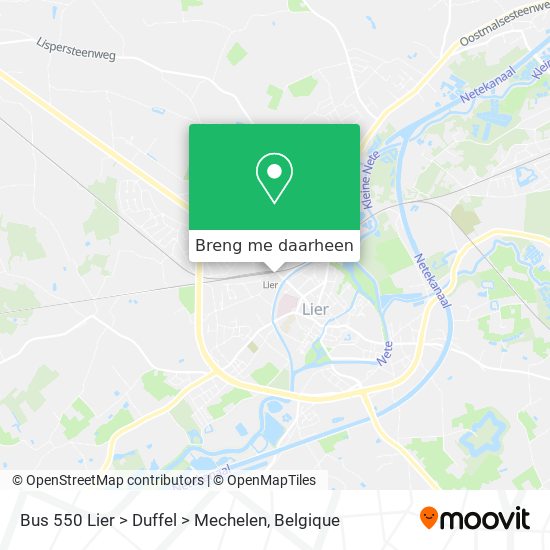 Bus 550 Lier > Duffel > Mechelen kaart