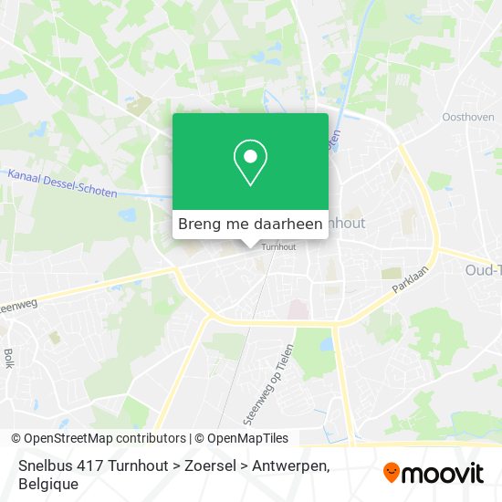 Snelbus 417 Turnhout > Zoersel > Antwerpen kaart