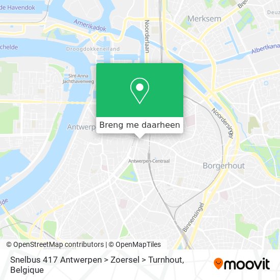 Snelbus 417 Antwerpen > Zoersel > Turnhout kaart