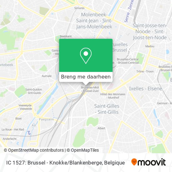 IC 1527: Brussel - Knokke / Blankenberge kaart