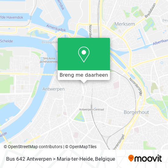 Bus 642 Antwerpen > Maria-ter-Heide kaart