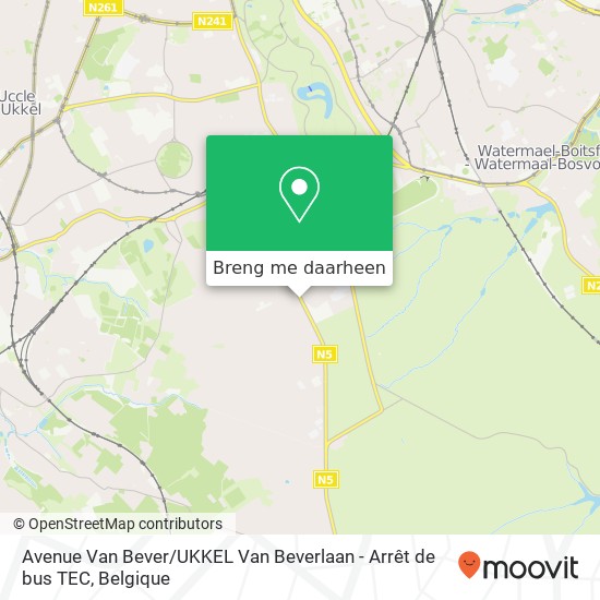 Avenue Van Bever / UKKEL Van Beverlaan - Arrêt de bus TEC kaart