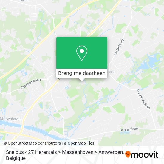 Snelbus 427 Herentals > Massenhoven > Antwerpen kaart