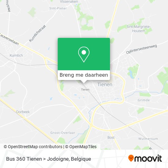 Bus 360 Tienen > Jodoigne kaart