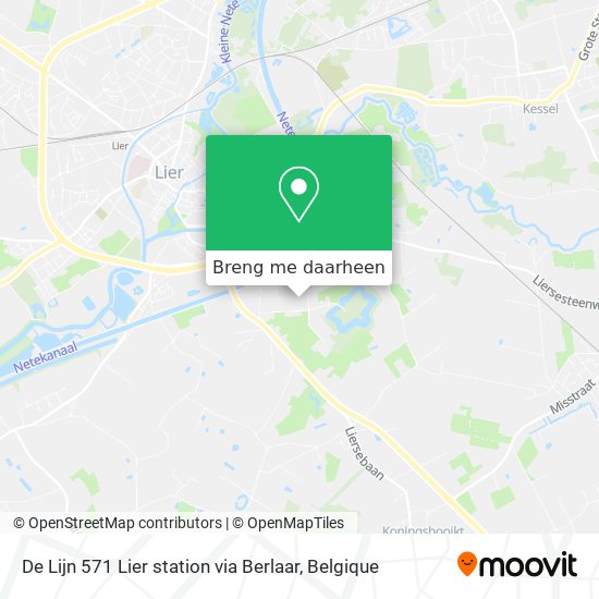 De Lijn 571 Lier station via Berlaar kaart