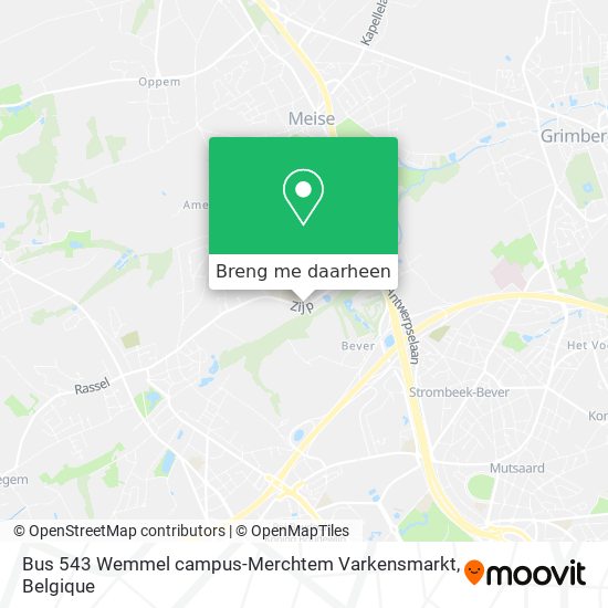 Bus 543 Wemmel campus-Merchtem Varkensmarkt kaart