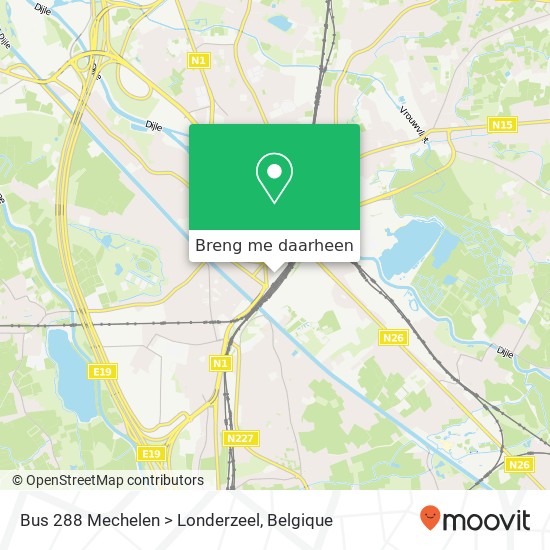 Bus 288 Mechelen > Londerzeel kaart