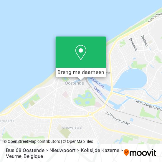 Bus 68 Oostende > Nieuwpoort > Koksijde Kazerne > Veurne kaart