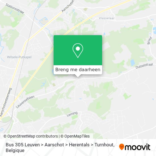 Bus 305 Leuven > Aarschot > Herentals > Turnhout kaart