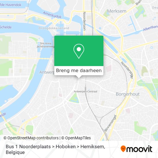 Bus 1 Noorderplaats > Hoboken > Hemiksem kaart