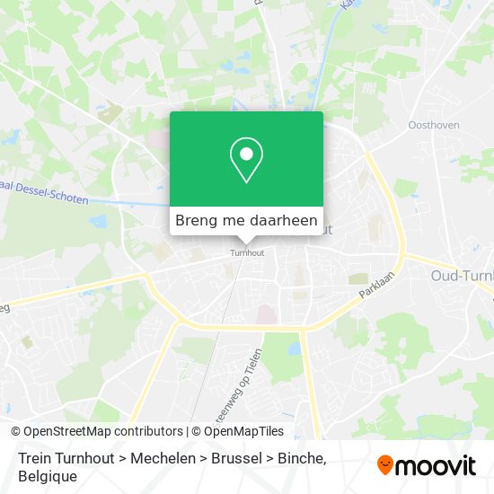 Trein Turnhout > Mechelen > Brussel > Binche kaart