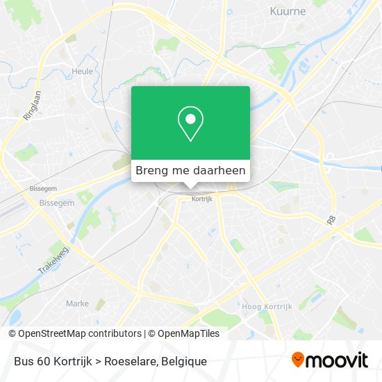 Bus 60 Kortrijk > Roeselare kaart