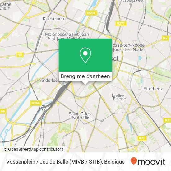 Vossenplein / Jeu de Balle (MIVB / STIB) kaart