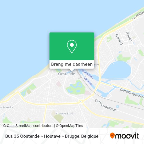 Bus 35 Oostende > Houtave > Brugge kaart