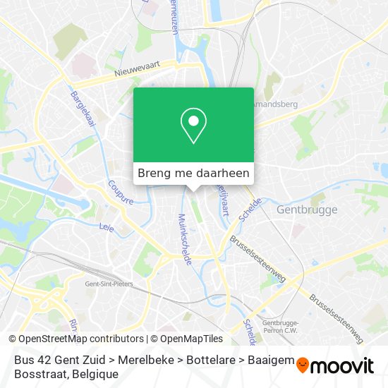 Bus 42 Gent Zuid > Merelbeke > Bottelare > Baaigem Bosstraat kaart