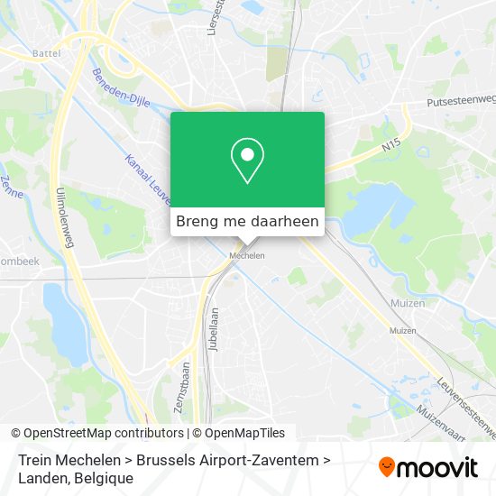 Trein Mechelen > Brussels Airport-Zaventem > Landen kaart