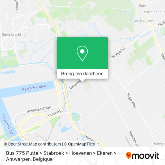 Bus 775 Putte > Stabroek > Hoevenen > Ekeren > Antwerpen kaart