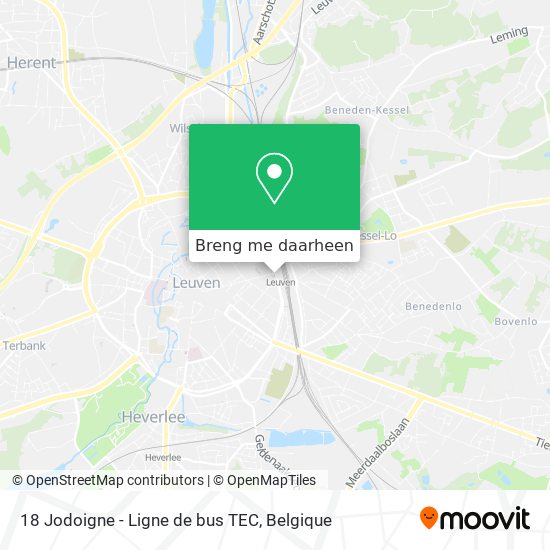 18 Jodoigne - Ligne de bus TEC kaart