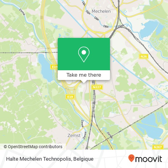 Halte Mechelen Technopolis kaart
