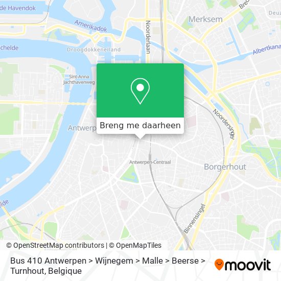 Bus 410 Antwerpen > Wijnegem > Malle > Beerse > Turnhout kaart