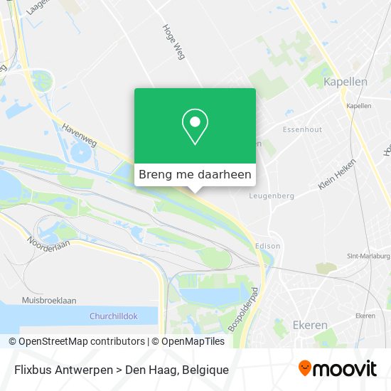Flixbus Antwerpen > Den Haag kaart